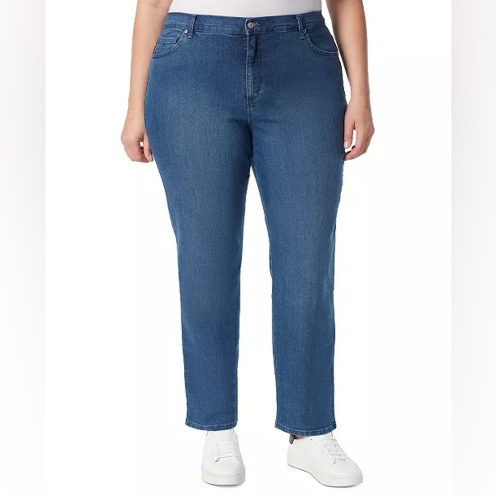 GLORIA VANDERBILT Blue Straight Leg Plus Size Amanda Jeans Size 14 GUC